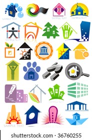 House vector Icons for Web. Construction or Real Estate concept. Abstract color element set of corporate templates. Just place your own brand name. Collection 13.