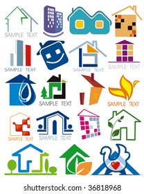 House vector Icons for Web. Construction or Real Estate concept. Abstract color element set of corporate templates. Just place your own brand name. Collection 14.