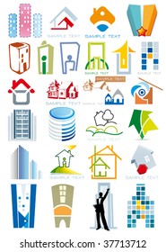 House vector Icons for Web. Construction or Real Estate concept. Abstract color element set of corporate templates. Just place your own name. Collection 15.