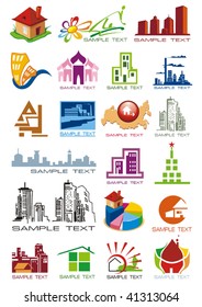 House vector Icons for Web. Construction or Real Estate concept. Abstract color element set of corporate templates. Just place your own name. Collection 17.