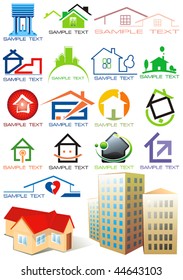 House vector Icons for Web. Construction or Real Estate concept. Abstract color element set of corporate templates. Just place your own name. Collection 20.