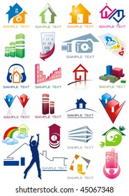 House vector Icons for Web. Construction or Real Estate concept. Abstract color element set of corporate templates. Just place your own name. Collection 22.