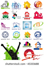 House vector Icons for Web. Construction or Real Estate concept. Abstract color element set of corporate templates. Just place your own name. Collection 23.