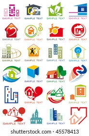 House vector Icons for Web. Construction or Real Estate concept. Abstract color element set of corporate templates. Just place your own name. Collection 24.