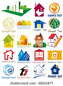 House vector Icons for Web. Construction or Real Estate concept. Abstract color element set of corporate templates. Just place your own name. Collection 25.