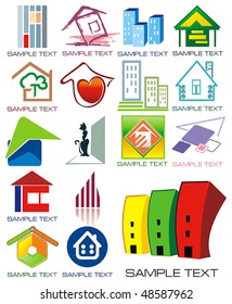 House vector Icons for Web. Construction or Real Estate concept. Abstract color element set of corporate templates. Just place your own name. Collection 6.