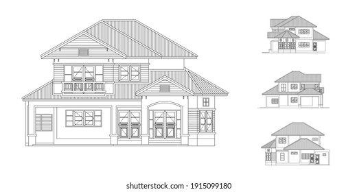 House  Vector illustration in black and white