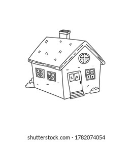 House vector illustration draw in hand drawn style and black line color isolated on white background 