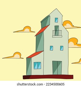 dibujo de mano de ilustración de vector de casa