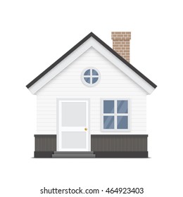 House vector illustration, Home concept graphics, door, two windows and chimney