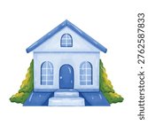 House vector illustration, home vector, hand drawn watercolor painting style, house clip art, home clip art, clip art of homes
