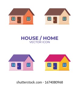 Ilustración vectorial de la casa, con múltiples opciones coloridas, diseño plano simple, bonito y moderno