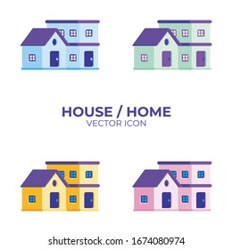 Ilustración vectorial de la casa, con múltiples opciones coloridas, diseño plano simple, bonito y moderno