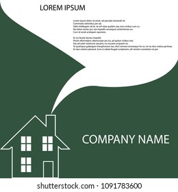 House vector illustration with smoke coming from chimney. Illustration of dwelling for real estate concepts