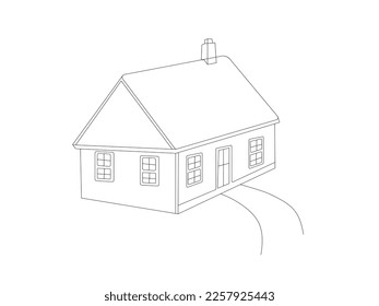 house vector line art illustration