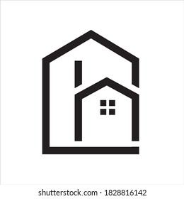 Diseño de la casa de la combinación del logotipo de las líneas con la letra H sobre fondo blanco