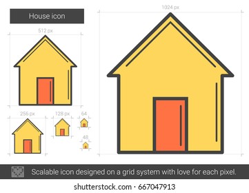 House vector line icon isolated on white background. House line icon for infographic, website or app. Scalable icon designed on a grid system.