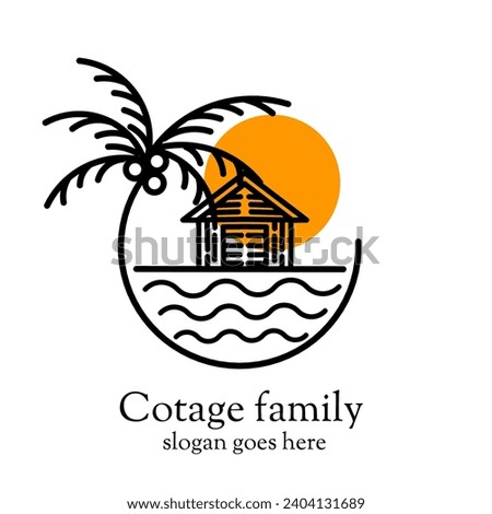 House Vector logo cabin island beach cottage sunset design illustration outdoor roof residential real estate