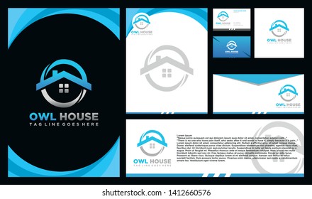 House vector logo in circle style suitable for Realestate brand also include Stationery design like business card, letterhead, envelope, elegant realestate logo.