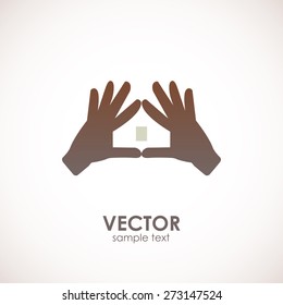 House vector logo created by hands