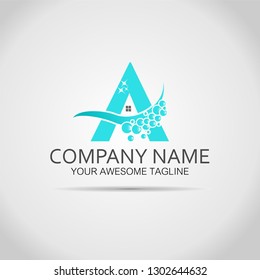 house vector logo design A letter