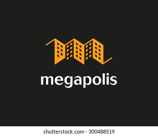 House vector logo design template. Real estate negative space symbol. Construction architecture icon.