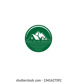 house vector on a mountain / mountain logo, with natural green