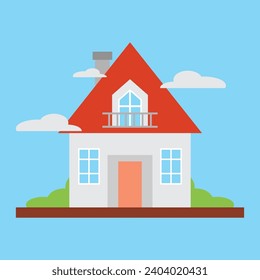 zweistöckiges Haus mit Vektorgrafik-Premium-Stil
