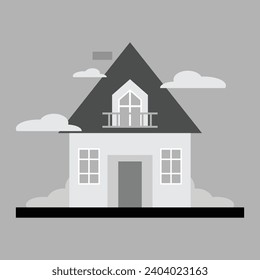 estilo de casa de dos pisos de altura premium vector premium en blanco y negro