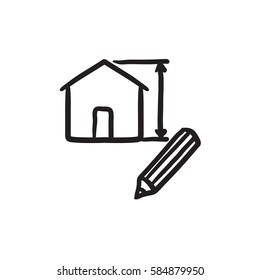 House vector sketch icon isolated on background. Hand drawn House icon. House sketch icon for infographic, website or app.