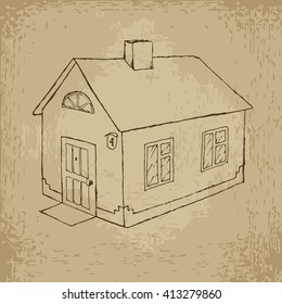 House vector stock hand drawn grunge illustration