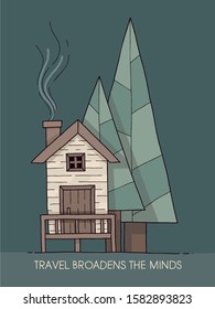 house vector vintage spruce forest journey
