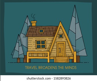 house vector vintage spruce forest journey
