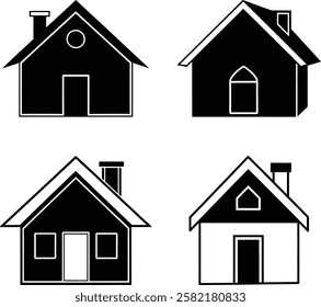 House vectors and illustrations set on a white background.