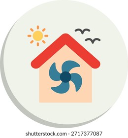 Icono de estilo de círculo plano de ventilación de la casa