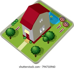 house view from above, 3d model building, plan