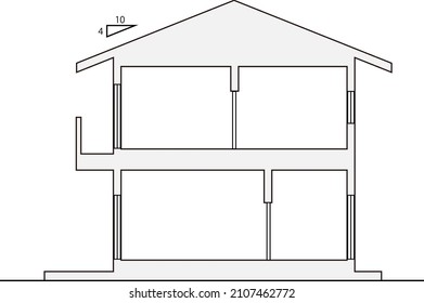 House view in cross section line. vector illustration.