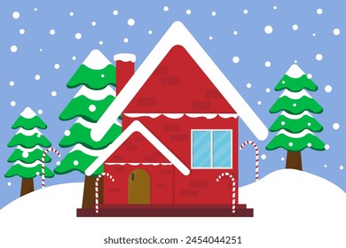 house with views of snow and pine trees on Christmas holidays