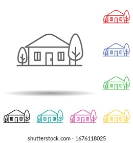 House in village multi color set icon. Simple thin line, outline vector of landspace icons for ui and ux, website or mobile application