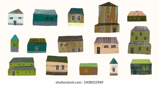 Casa en el pueblo. ilustración vectorial de acuarela.