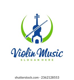 Plantilla de diseño del logotipo de House Violin. Ilustración vectorial del logotipo de Violin creativo.