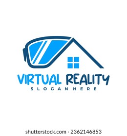 Plantilla de diseño del logotipo de House Virtual Reality. Ilustración vectorial del logo de Creative Virtual Reality.