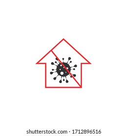 house and virus icon. vector illustration.
