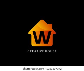 House W Letter Logo. Creative Icon Created From Negative Space of Initial W Combined With Minimalist House Shape Design. Perfect for modern real estate industry.
