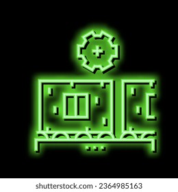 house wall production neon light sign vector. house wall production illustration