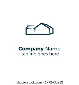 house and warehouse logo design icon vector illustration simple line