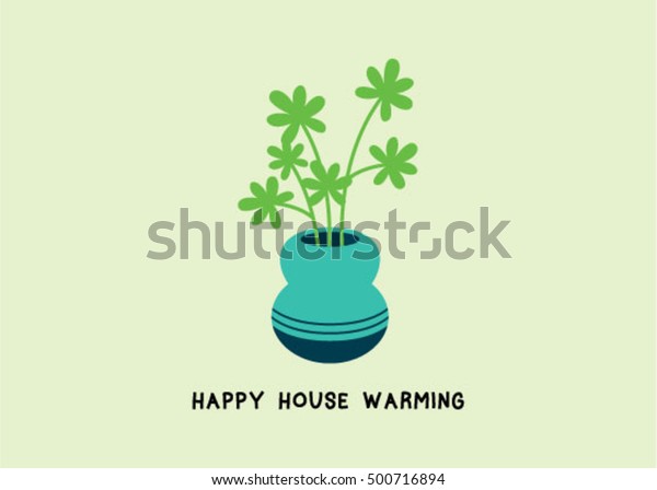 House Warming Greeting Card Plant Graphic Royalty Free Stock Image