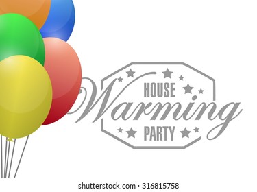 House Warming Party Balloon Sign Illustration Design Graphic