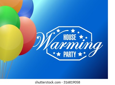 House Warming Party Balloons Background Sign Illustration Design Graphic