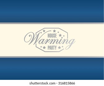 House Warming Party Blue Background Sign Illustration Design Graphic